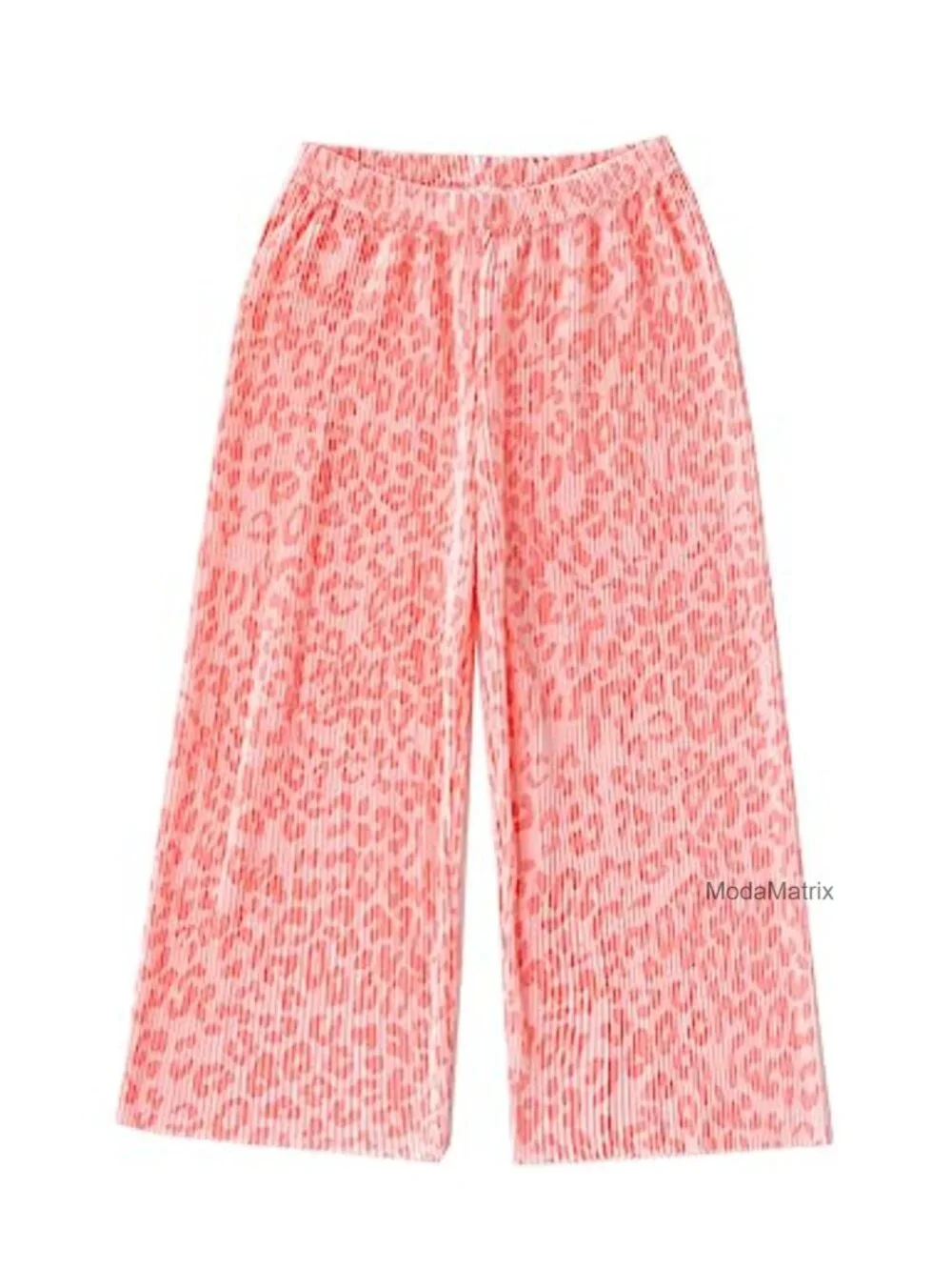 Girls Wide Leg Palazzo Pants Pleated Silky Flowy Trousers Cute Print